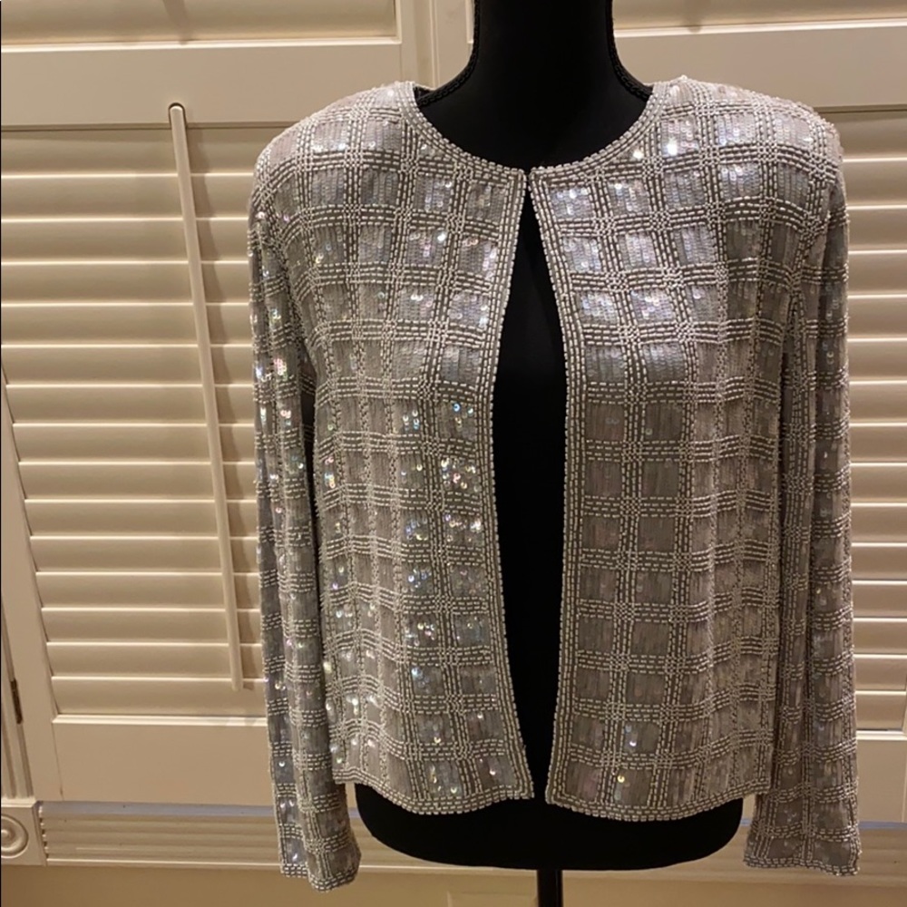 Vintage Silvery Gray Sequin Jacket